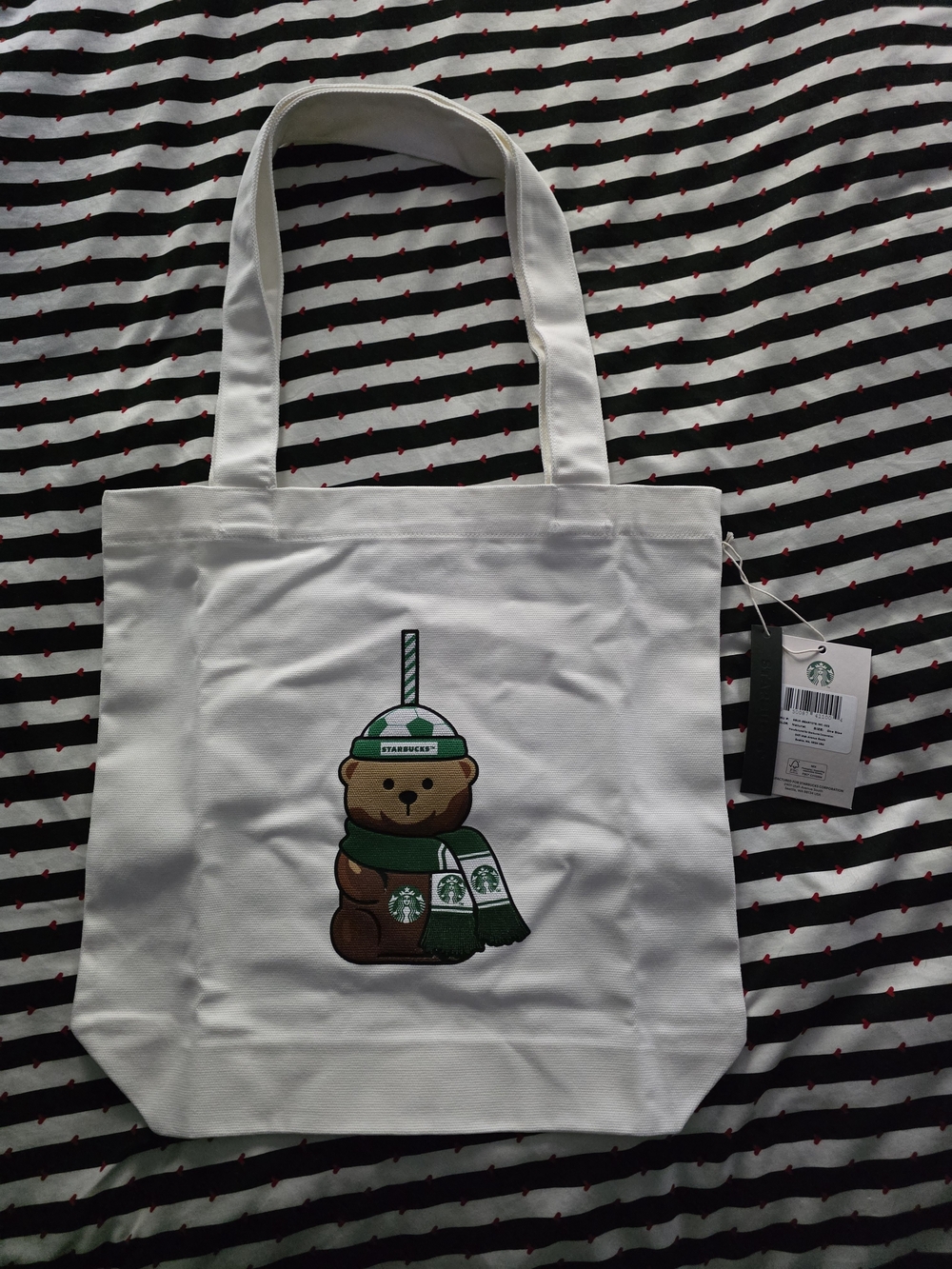 NWT Starbucks Reserve Exclusive Bearista Soccer Canvas Tote Bag